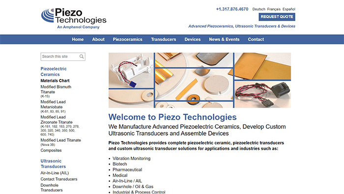 Piezo Technologies web site